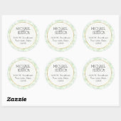 Mint Confetti Stippen Persoonlijke naam en adres Ronde Sticker (Vel)