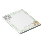 Mint Confetti Stippen Sneeuwvlokken Notitieblok (Schuin)