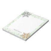 Mint Confetti Stippen Sneeuwvlokken Notitieblok (Linkerzijde)