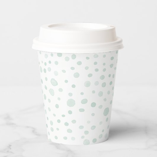 Mint Confetti Waterverf Stippen Paper Cup Papieren Bekers (Voorkant)