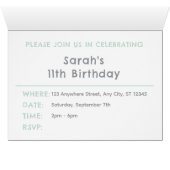 Mint Confetti Waterverf Stippen Verjaardag Uitnodi (Binnen Horizontaal (Onder))