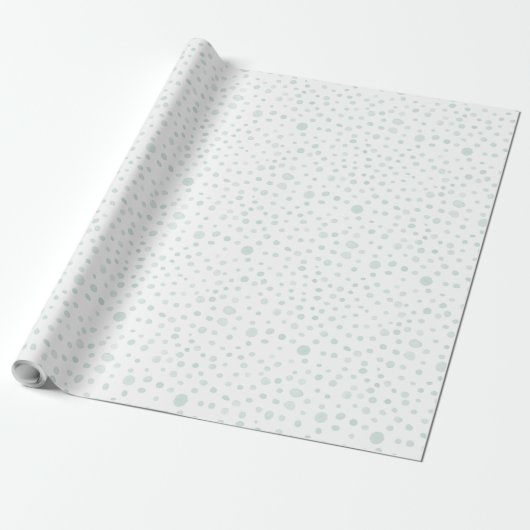 Mint Confetti Waterverf Stippen Wrapping Paper Cadeaupapier (Uitgerold)