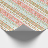 Mint Coral Aztec Tribal Gift Wrap Cadeaupapier (Hoek)