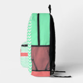 Mint Coral Chevron Bedrukte Rugzak (Rechts)