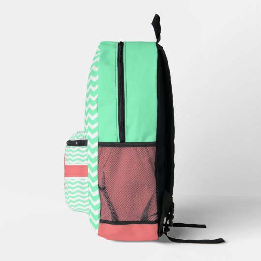 Mint Coral Chevron Bedrukte Rugzak (Rechts)
