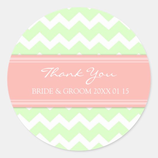Mint Coral Chevron Dank u bruiloft gunst Labels (Voorkant)
