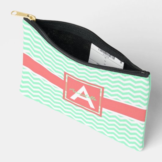 Mint Coral Chevron Etui (Open)