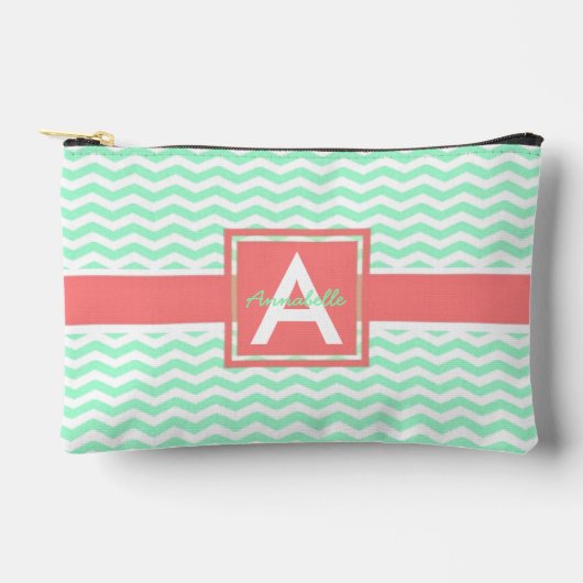 Mint Coral Chevron Etui (Voorkant)