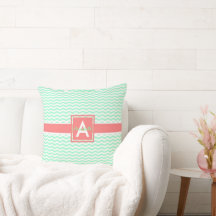 Mint Coral Chevron