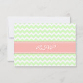 Mint Coral Chevron RSVP Weddenkaart (Achterkant)