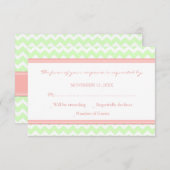 Mint Coral Chevron RSVP Weddenkaart (Voorkant / Achterkant)