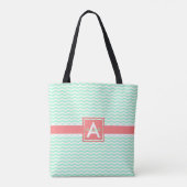 Mint Coral Chevron Tote Bag (Achterkant)