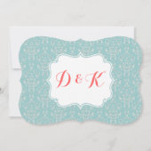 Mint Coral Damask trouwuitnodiging Kaart (Achterkant)