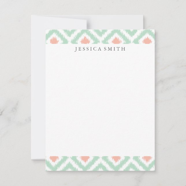 Mint Coral Diamonds Ikat Pattern (Voorkant)