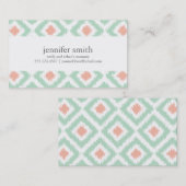 Mint Coral Diamonds Ikat Pattern Contactkaartje (Voorkant / Achterkant)
