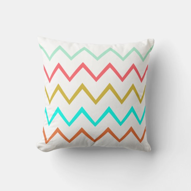 Mint/Coral/Gold/Turquoise/Copper Zig Zag Pillow Kussen (Voorkant)