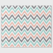 Mint Coral Gray Zigzags Ikat Pattern Cadeaupapier (Vlak)