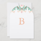 Mint Coral Peach Damask Wedding Invitation Kaart (Achterkant)