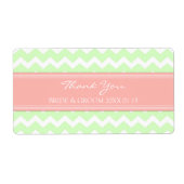 Mint Coral Pink Chevron Wedding Labels (Voorkant)