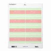 Mint Coral Pink Chevron Wedding Labels (Full Sheet)