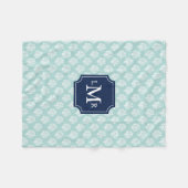 Mint Coral Reef Pattern en Blue Monogram Fleece Deken (Voorkant (Horizontaal))
