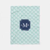 Mint Coral Reef Pattern en Blue Monogram Fleece Deken (Voorkant)