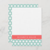 Mint & Coral Ribbon Polka Dots Monogram Note Kaart Notitiekaartje (Voorkant / Achterkant)