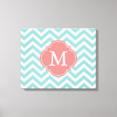 Mint & Coral Zigzags Patroonmonogram Canvas Afdruk (Voorkant)
