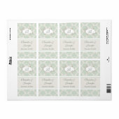 Mint Cottage Chic Damask Mini Wijn Labels (Full Sheet)