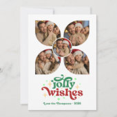 Mint & Cranberry Retro Fotocollage Kerstmis Feestdagenkaart (Voorkant)