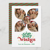 Mint & Cranberry Retro Fotocollage Kerstmis Feestdagenkaart (Voorkant / Achterkant)