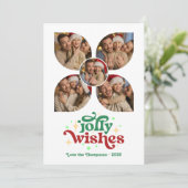 Mint & Cranberry Retro Fotocollage Kerstmis Feestdagenkaart (Staand voorkant)