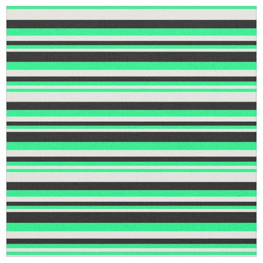 Mint Cream, Green & Black Lines/Stripes Pattern Stof (Close Up)