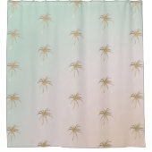 Mint Cream Ombre Tropical Gold Palm Trees Douchegordijn (Voorkant)