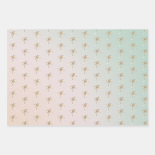 Mint Cream Ombre Tropical Gold Palm Trees Inpakpapier Vel (Voorkant 3)