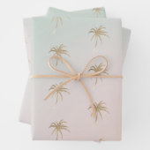 Mint Cream Ombre Tropical Gold Palm Trees Inpakpapier Vel (In situ)