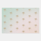 Mint Cream Ombre Tropical Gold Palm Trees Inpakpapier Vel (Voorkant)