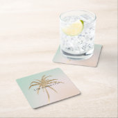 Mint Cream Ombre Tropical Gold Palm Trees Kartonnen Onderzetters (Insitu)