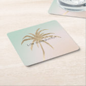 Mint Cream Ombre Tropical Gold Palm Trees Kartonnen Onderzetters (Schuin)