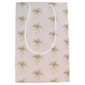 Mint Cream Ombre Tropical Gold Palm Trees          Medium Cadeauzakje (Voorkant)
