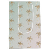 Mint Cream Ombre Tropical Gold Palm Trees          Medium Cadeauzakje (Achterkant)