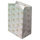 Mint Cream Ombre Tropical Gold Palm Trees Medium Cadeauzakje (Achterkant Gekanteld)