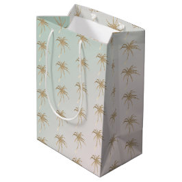 Mint Cream Ombre Tropical Gold Palm Trees Medium Cadeauzakje