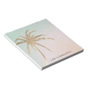 Mint Cream Ombre Tropical Gold Palm Trees Notitieblok