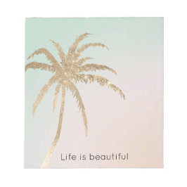 Mint Cream Ombre Tropical Gold Palm Trees Notitieblok