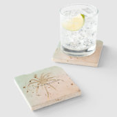 Mint Cream Ombre Tropical Gold Palm Trees Stenen Onderzetter (Zijkant)