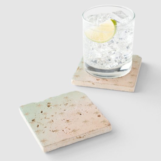 Mint Cream Ombre Tropical Gold Palm Trees Stenen Onderzetter (Zijkant)