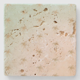 Mint Cream Ombre Tropical Gold Palm Trees Stenen Onderzetter