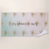 Mint Cream Ombre Tropical Gold Palm Trees Strandlaken (Voorkant)