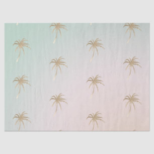 Mint Cream Ombre Tropical Gold Palm Trees Tissuepapier